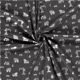 JERSEY BAWEŁNIANY FOLIA BUDOWA DARK GREY