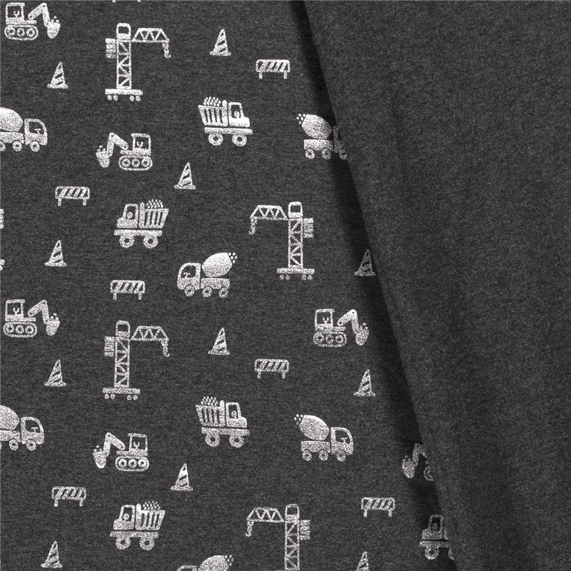 JERSEY BAWEŁNIANY FOLIA BUDOWA DARK GREY