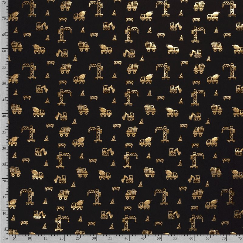 JERSEY BAWEŁNIANY FOLIA BUDOWA BLACK