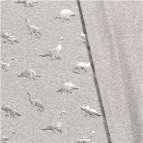 JERSEY BAWEŁNIANY FOLIA DINO LIGHT GREY