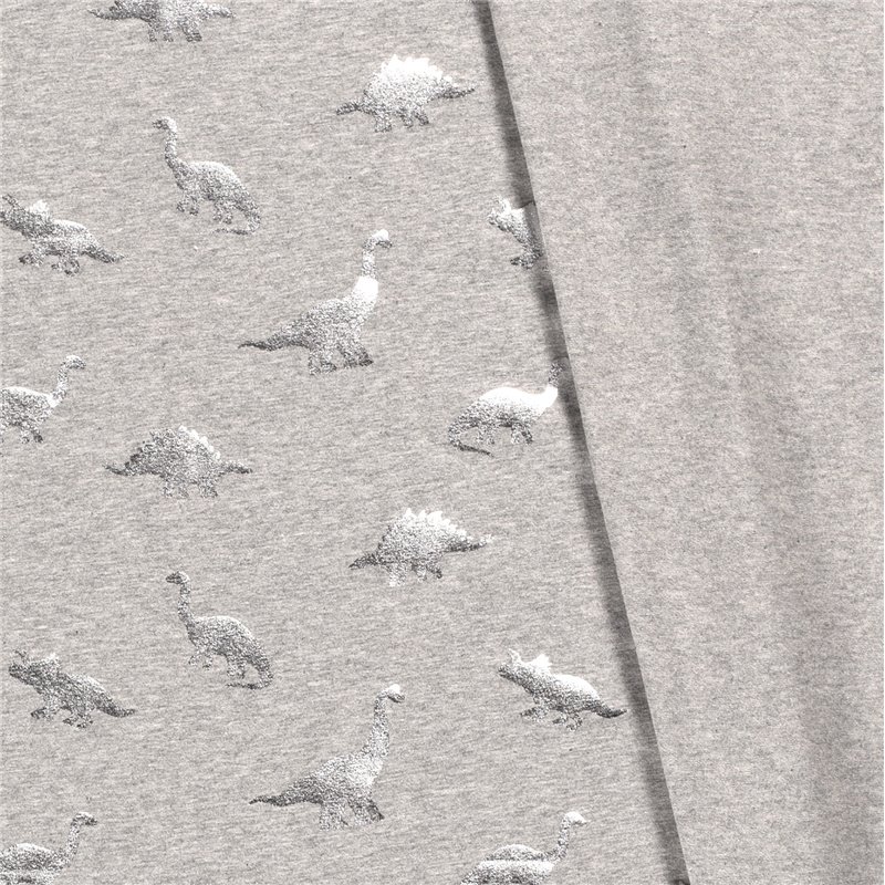 JERSEY BAWEŁNIANY FOLIA DINO LIGHT GREY