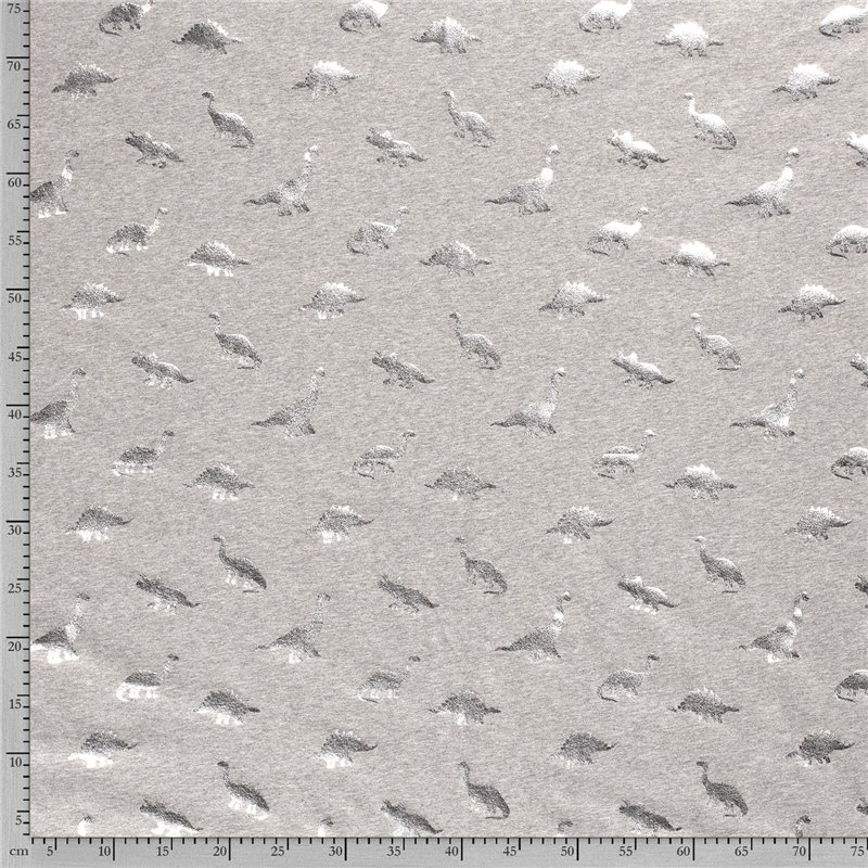 JERSEY BAWEŁNIANY FOLIA DINO LIGHT GREY