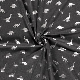 JERSEY BAWEŁNIANY FOLIA DINO DARK GREY
