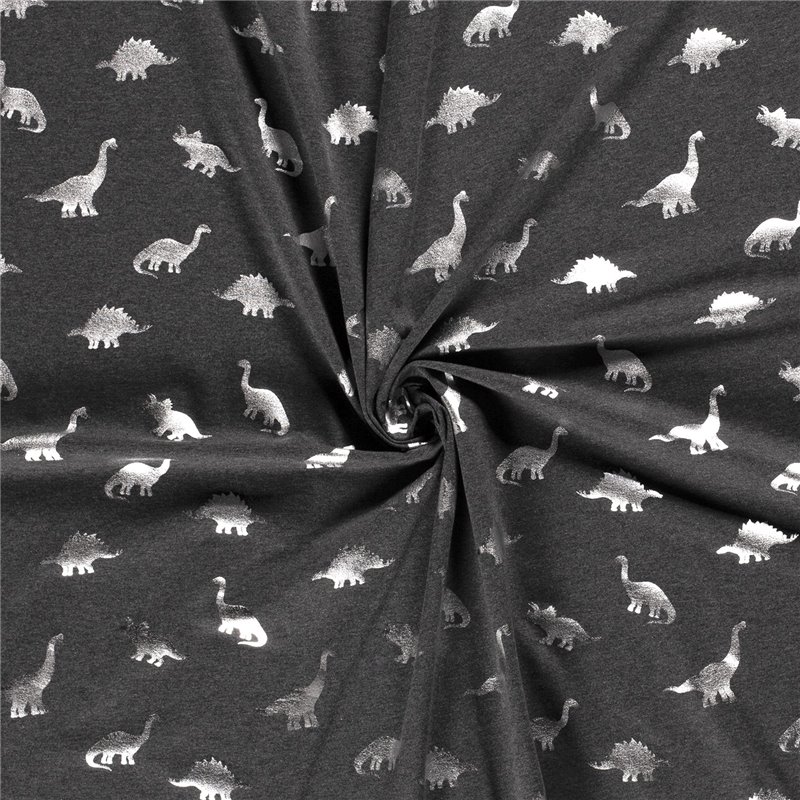 JERSEY BAWEŁNIANY FOLIA DINO DARK GREY