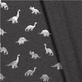 JERSEY BAWEŁNIANY FOLIA DINO DARK GREY