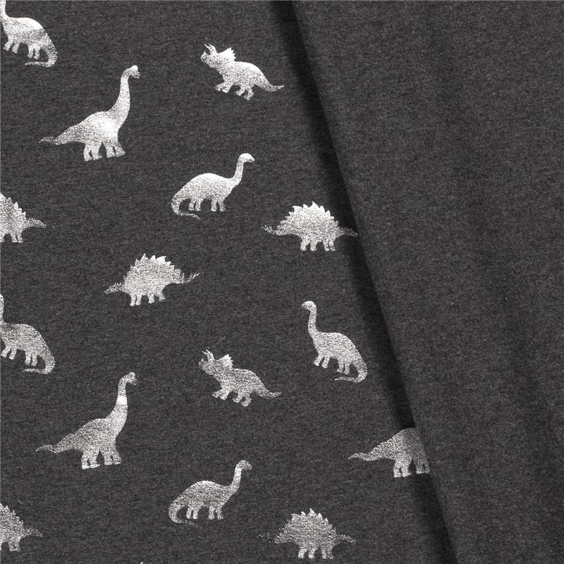 JERSEY BAWEŁNIANY FOLIA DINO DARK GREY