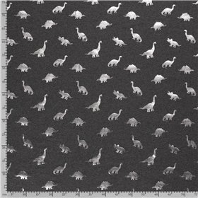 JERSEY BAWEŁNIANY FOLIA DINO DARK GREY