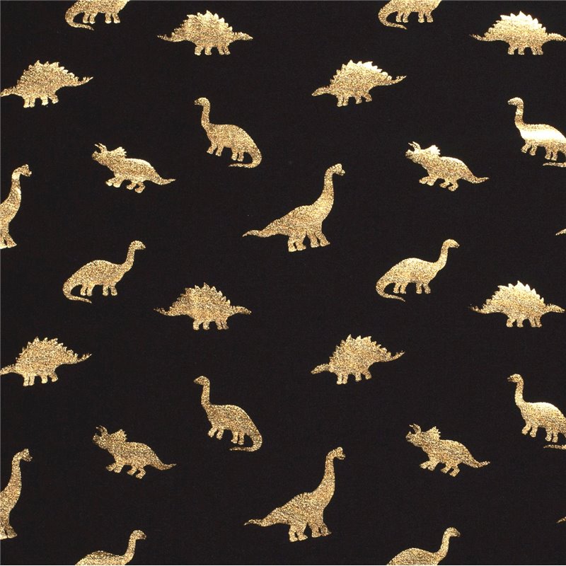 JERSEY BAWEŁNIANY FOLIA DINO BLACK