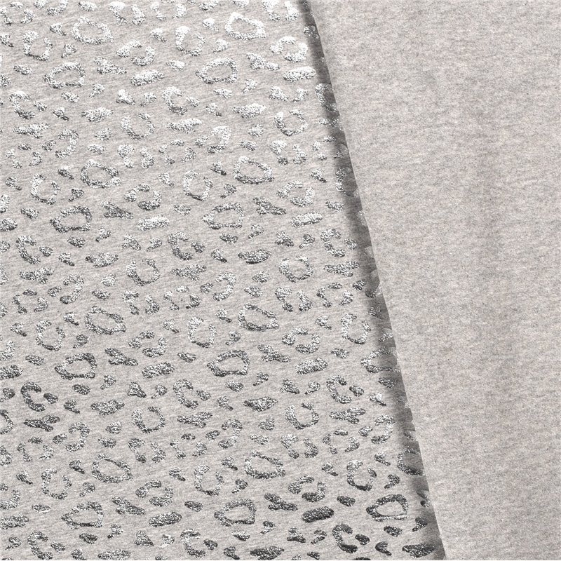 JERSEY BAWEŁNIANY FOLIA GEPARD LIGHT GREY
