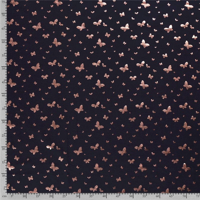 JERSEY BAWEŁNIANY FOLIA MOTYL  NAVY