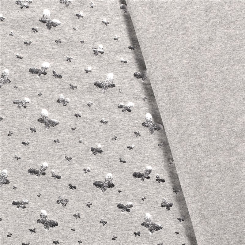 JERSEY BAWEŁNIANY FOLIA MOTYL  LIGHT GREY