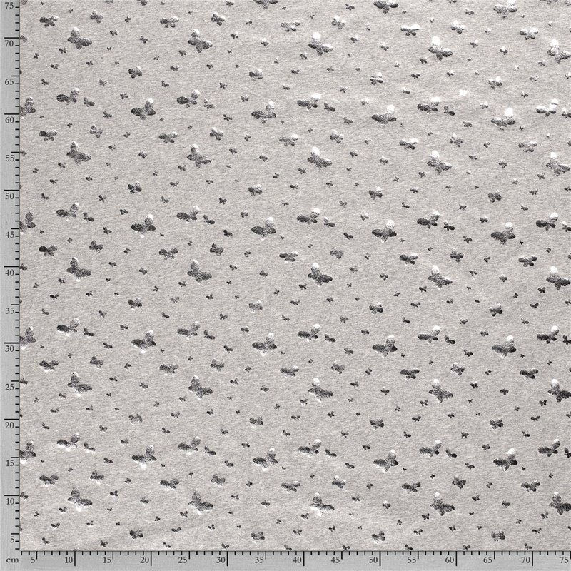 JERSEY BAWEŁNIANY FOLIA MOTYL  LIGHT GREY