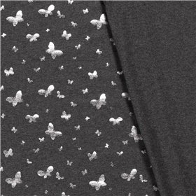 JERSEY BAWEŁNIANY FOLIA MOTYL  DARK GREY