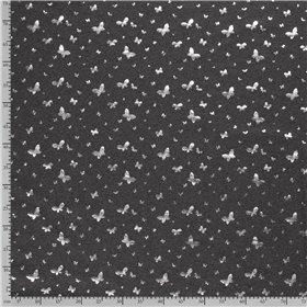 JERSEY BAWEŁNIANY FOLIA MOTYL  DARK GREY
