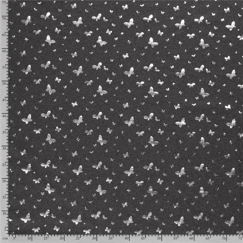 JERSEY BAWEŁNIANY FOLIA MOTYL  DARK GREY