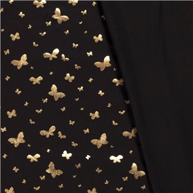 JERSEY BAWEŁNIANY FOLIA MOTYL  BLACK