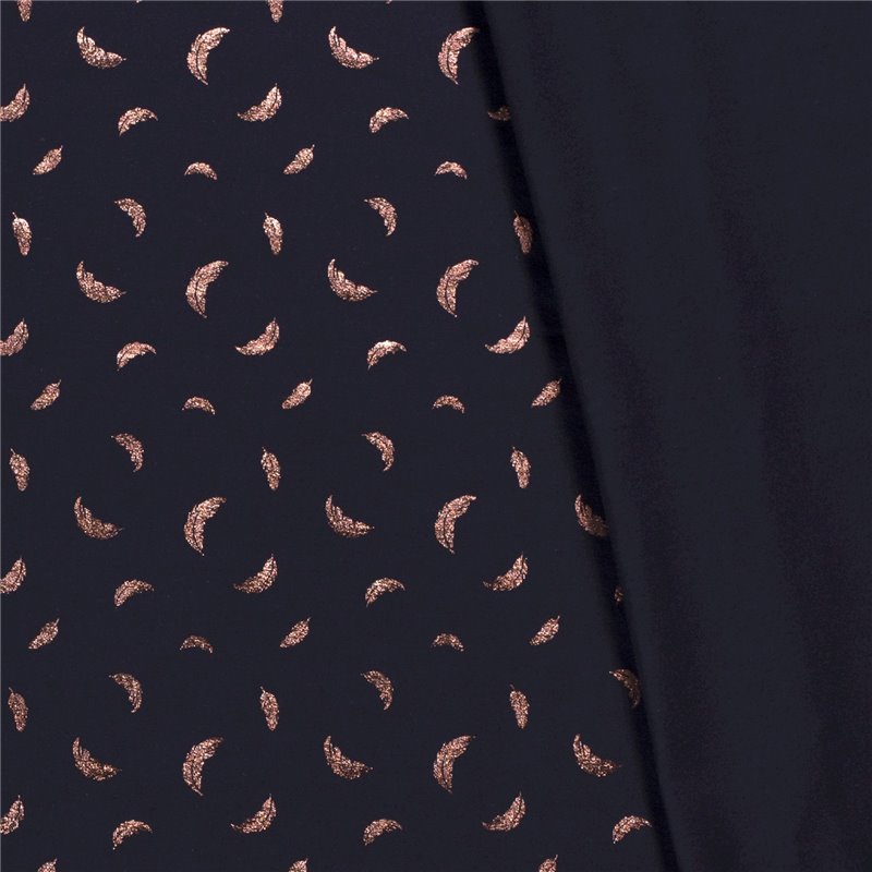 JERSEY BAWEŁNIANY FOLIA PIÓRA NAVY