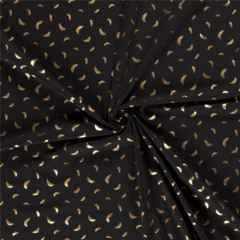 JERSEY BAWEŁNIANY FOLIA PIÓRA BLACK