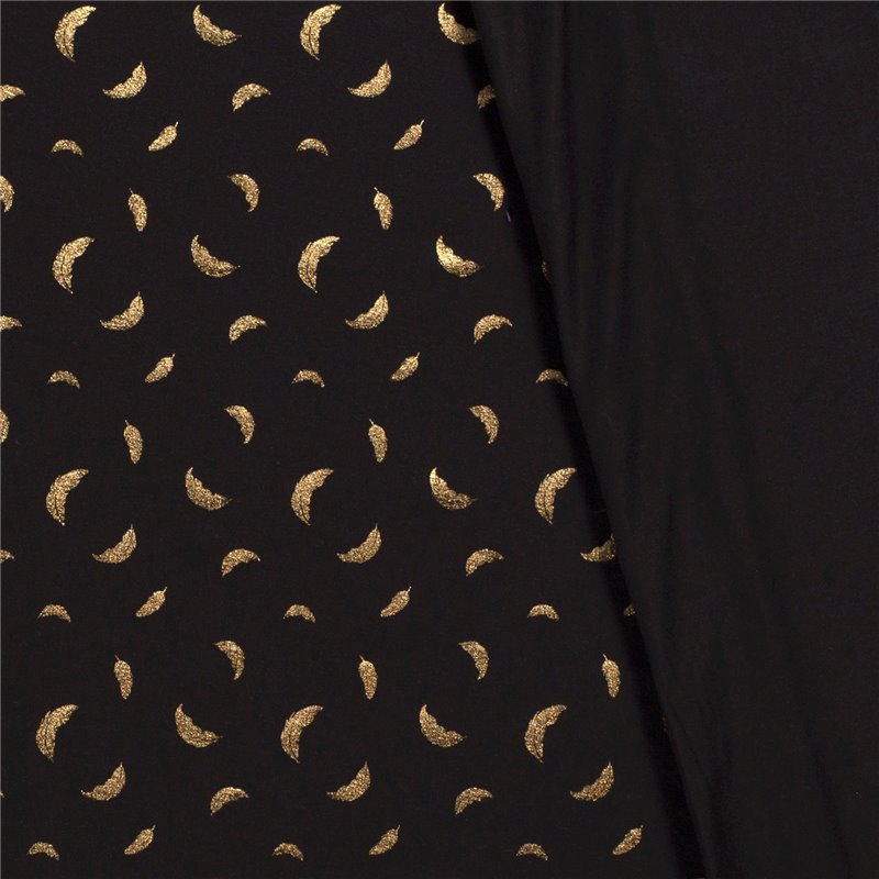 JERSEY BAWEŁNIANY FOLIA PIÓRA BLACK