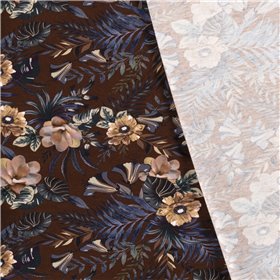 JERSEY BAWEŁNIANY CYFRA KWIATY BROWN BROWN