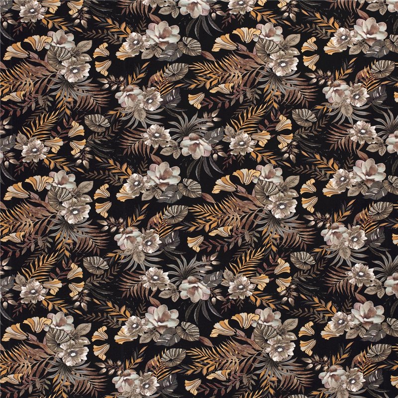 JERSEY BAWEŁNIANY CYFRA KWIATY BLACK BLACK