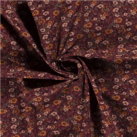 JERSEY BAWEŁNIANY CYFRA KWIATY BORDEAUX BORDEAUX