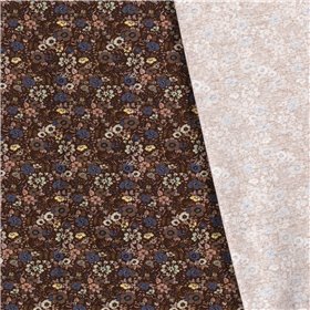 JERSEY BAWEŁNIANY CYFRA KWIATY BROWN BROWN