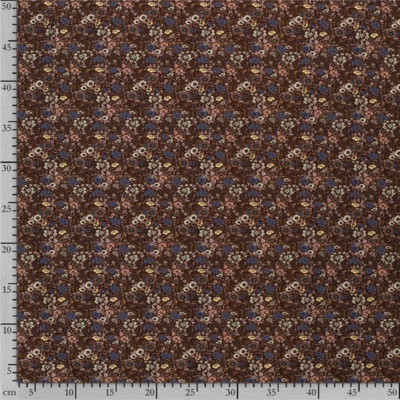 JERSEY BAWEŁNIANY CYFRA KWIATY BROWN BROWN