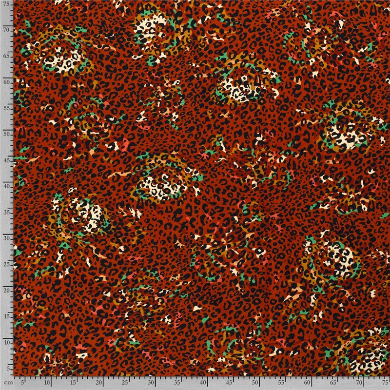 JERSEY BAWEŁNIANY CYFRA ZWIERZĘTA BROWN BROWN