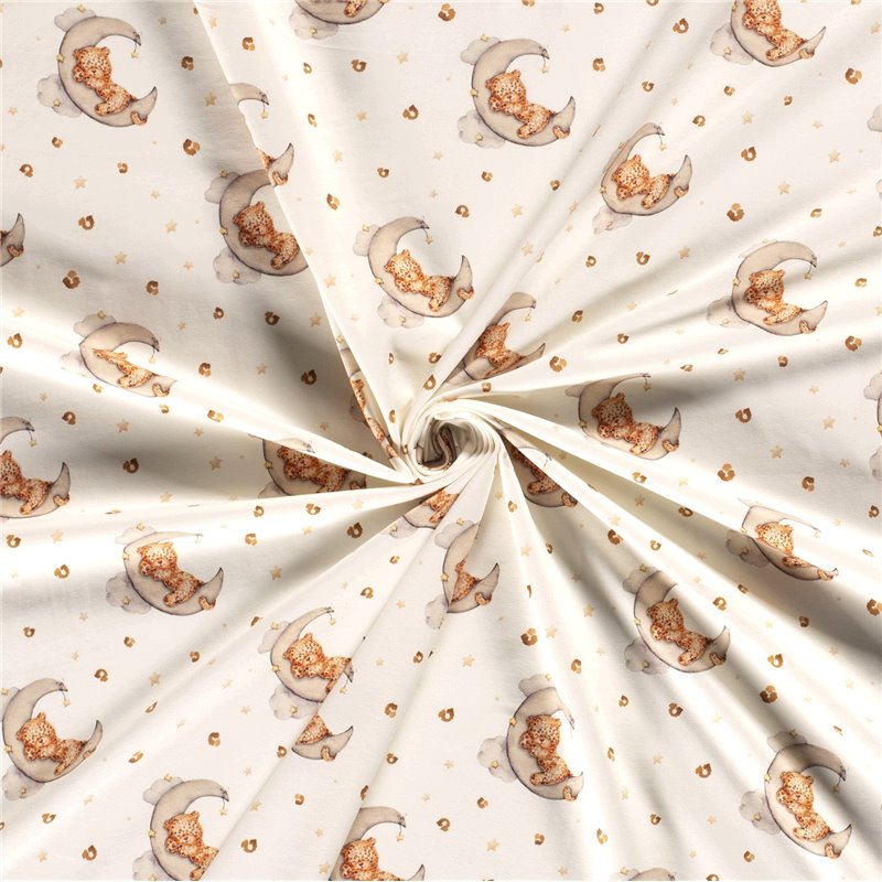 JERSEY BAWEŁNIANY CYFRA LEOPARD OFF WHITE