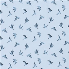 JERSEY BAWEŁNIANY CYFRA PTAKI BABY BLUE