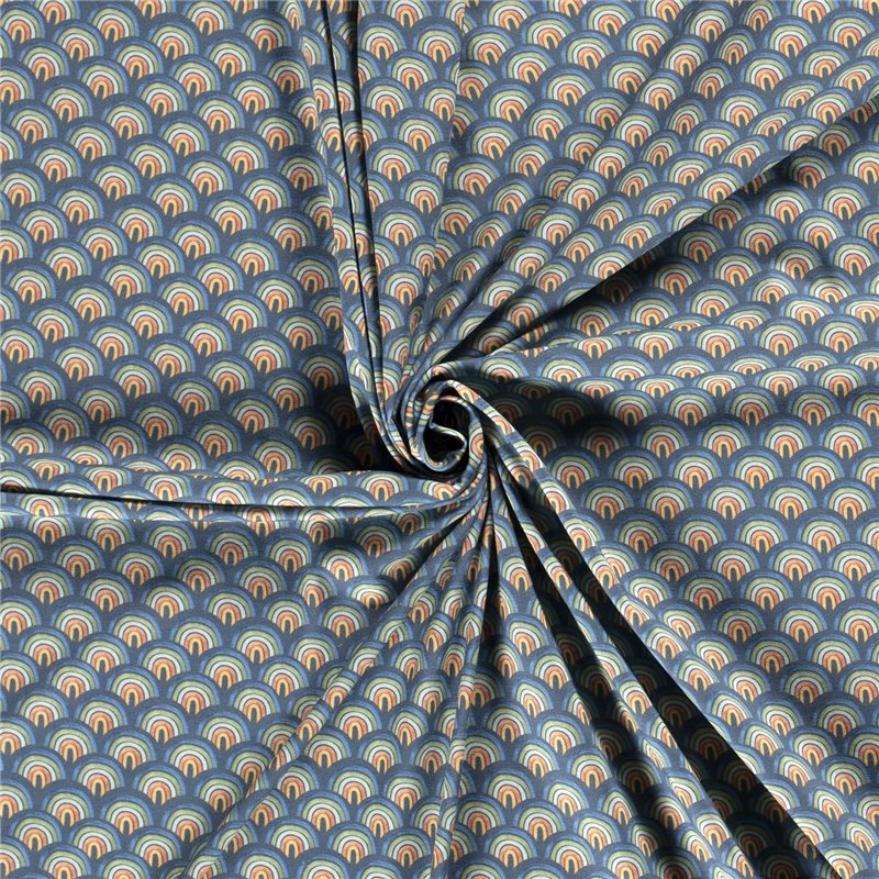 JERSEY BAWEŁNIANY CYFRA TĘCZA INDIGO