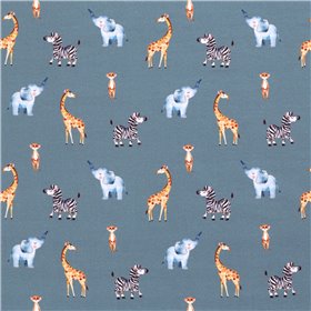 JERSEY BAWEŁNIANY CYFRA SAFARI INDIGO