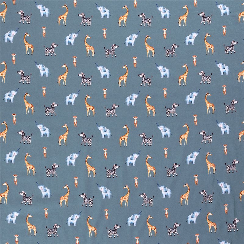 JERSEY BAWEŁNIANY CYFRA SAFARI INDIGO