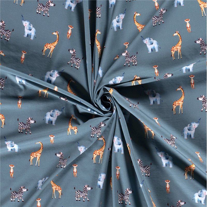 JERSEY BAWEŁNIANY CYFRA SAFARI INDIGO