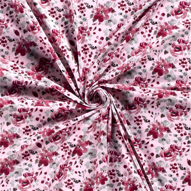 JERSEY BAWEŁNIANY CYFRA RÓŻE PINK