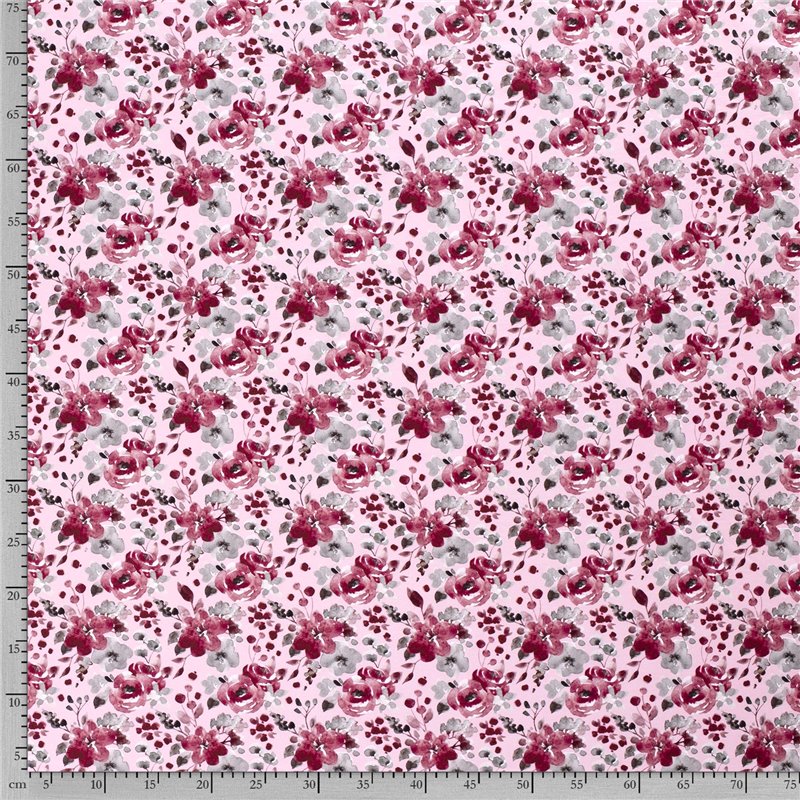 JERSEY BAWEŁNIANY CYFRA RÓŻE PINK