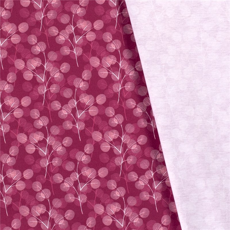 JERSEY BAWEŁNIANY CYFRA GAŁĄZKI WINE RED