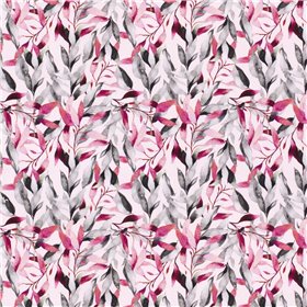 JERSEY BAWEŁNIANY CYFRA LIŚCIE PINK