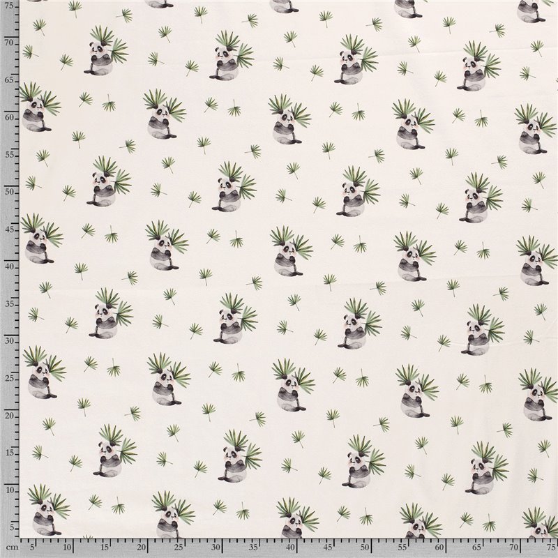 JERSEY BAWEŁNIANY CYFRA PANDA BAMBUS OFF WHITE
