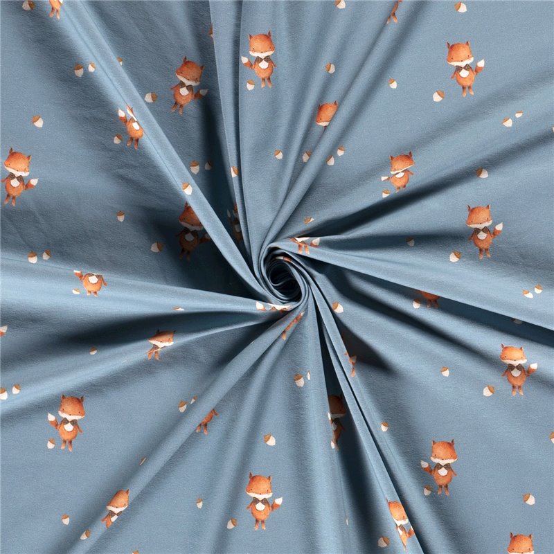 JERSEY BAWEŁNIANY CYFRA LIS INDIGO